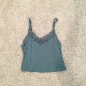F21 Aqua Lace Crop Tank Top